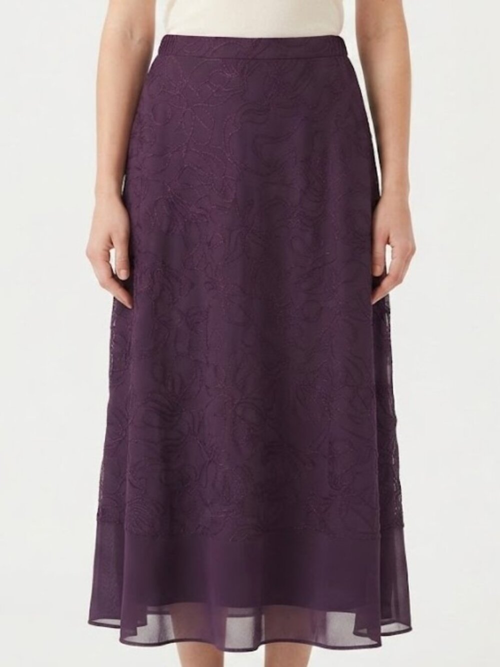 Purple Whimsigoth Boho Embroidered Midi Skirt